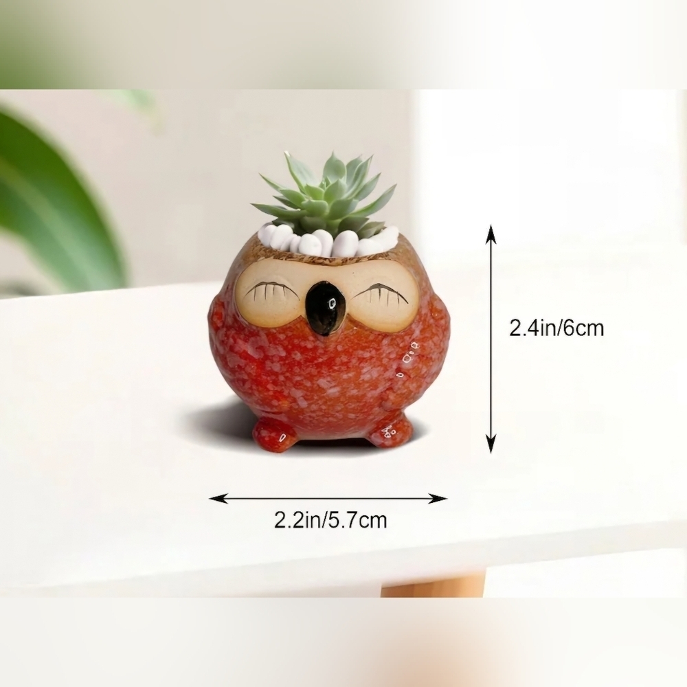 NWOT | Adorable Ceramic Owl Succulent Planter Pots | Set Of 4 | Drainage Holes - Picture 9 of 16